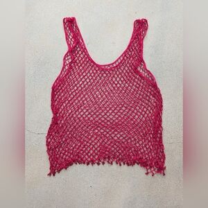Free People Pink Crochet Tank Top